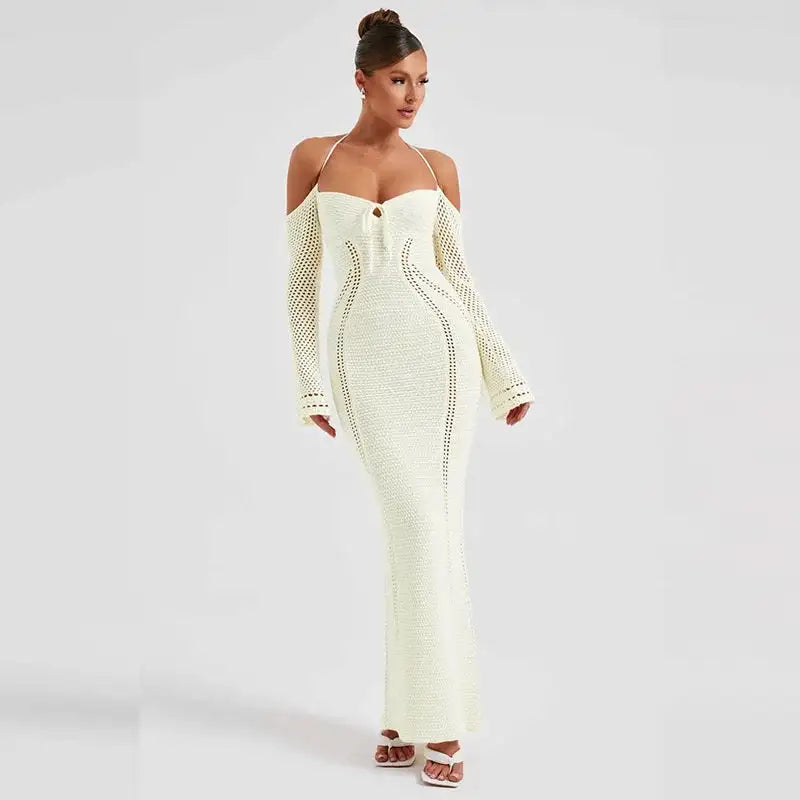 Vestido de punto con hombros descubiertos