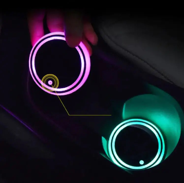NeonGlow: Posavasos LED Iluminado para Coche