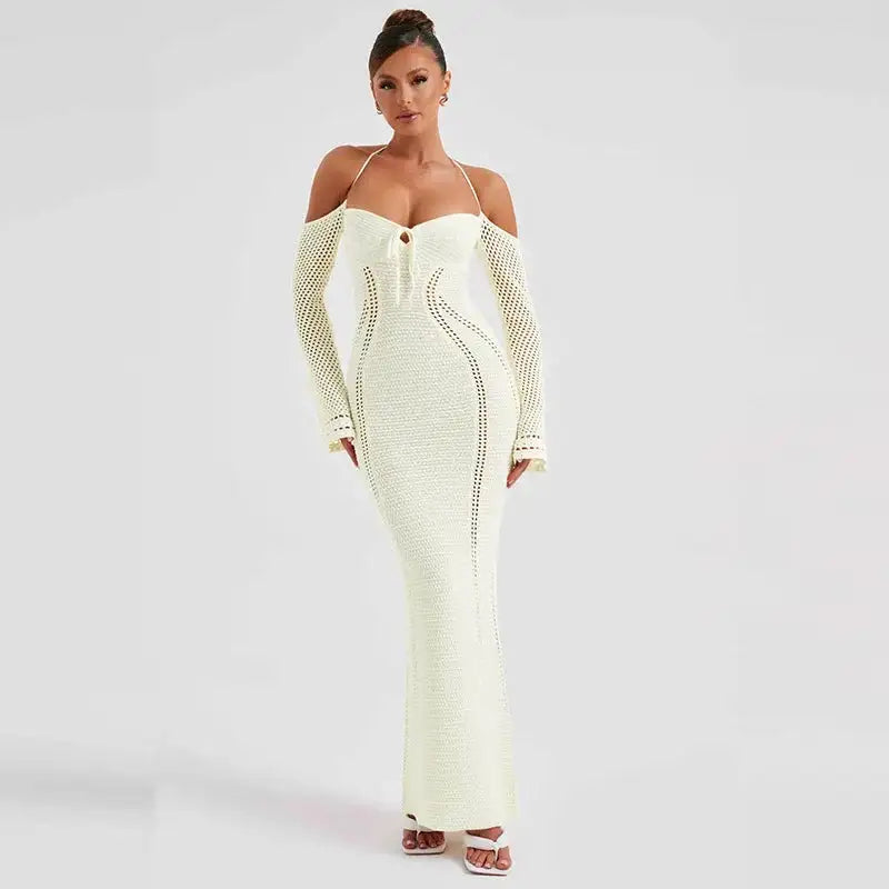 Vestido de punto con hombros descubiertos