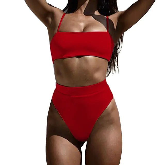 Conjunto de bikini brasileño acanalado
