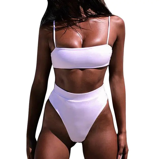 Conjunto de bikini brasileño acanalado