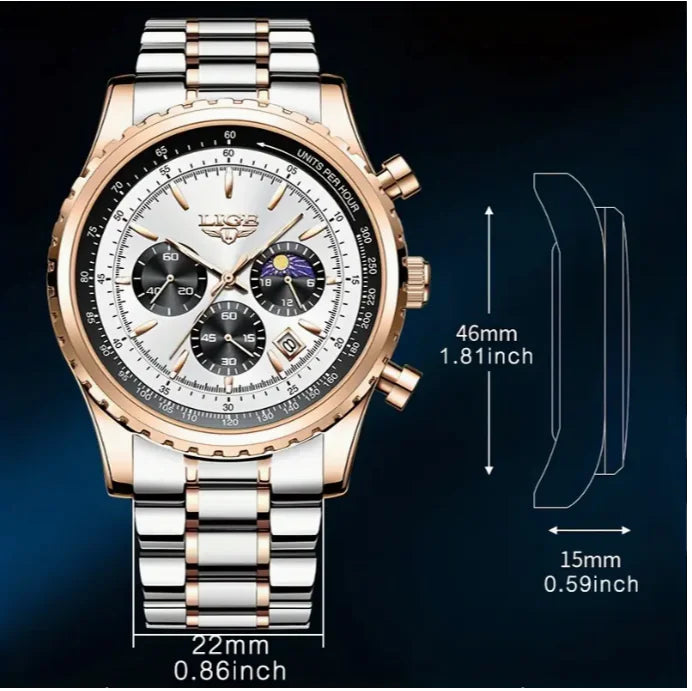 LunarElite: Reloj Multifuncional de Cuarzo para Hombre