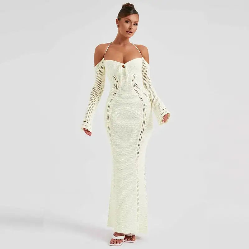 Vestido de punto con hombros descubiertos