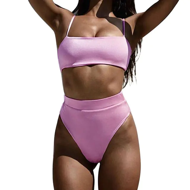 Conjunto de bikini brasileño acanalado