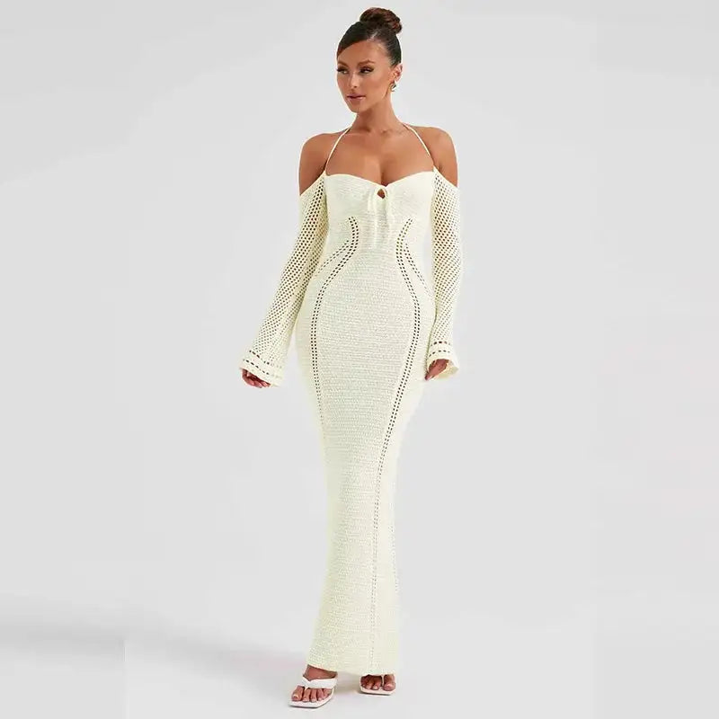 Vestido de punto con hombros descubiertos