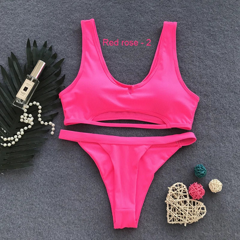 Traje de baño bikini bandeau liso sexy