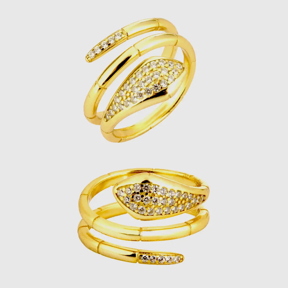 Anillos de serpiente de tres círculos para mujer