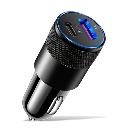 Cargador Rápido de Coche 68W con Doble Puerto USB Tipo C