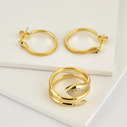 Anillos de serpiente de tres círculos para mujer