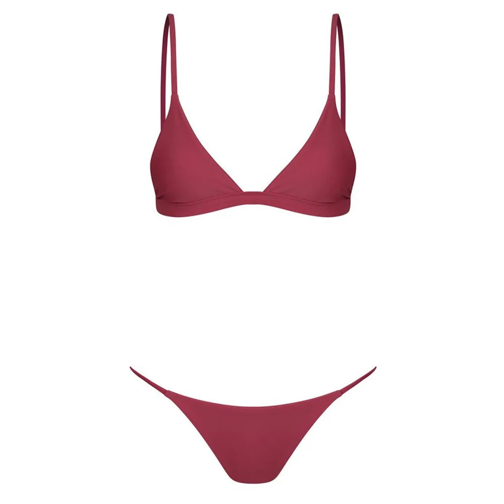 Conjunto de bikini bandeau con vendaje para mujer: traje de baño brasileño push-up