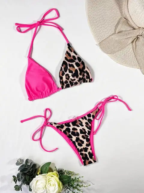 Bikini con estampado de leopardo